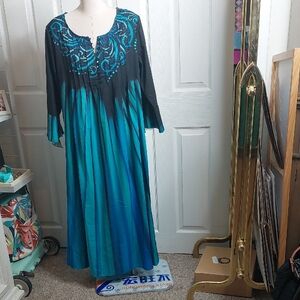Elegant Teal and Black Women's Dress